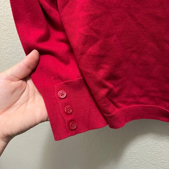 Talbots Sweater Red Knit Cotton Stretch Turtle Neck Long Sleeve Pullover Sz XL - Picture 4 of 7